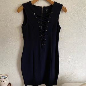 Windsor bodycon navy dress with gold details